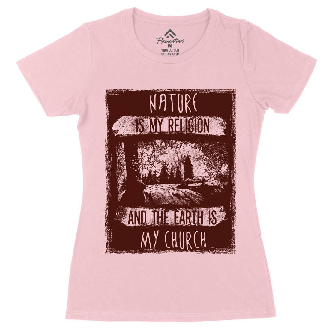 Is My Religion Womens Organic Crew Neck T-Shirt Nature C967