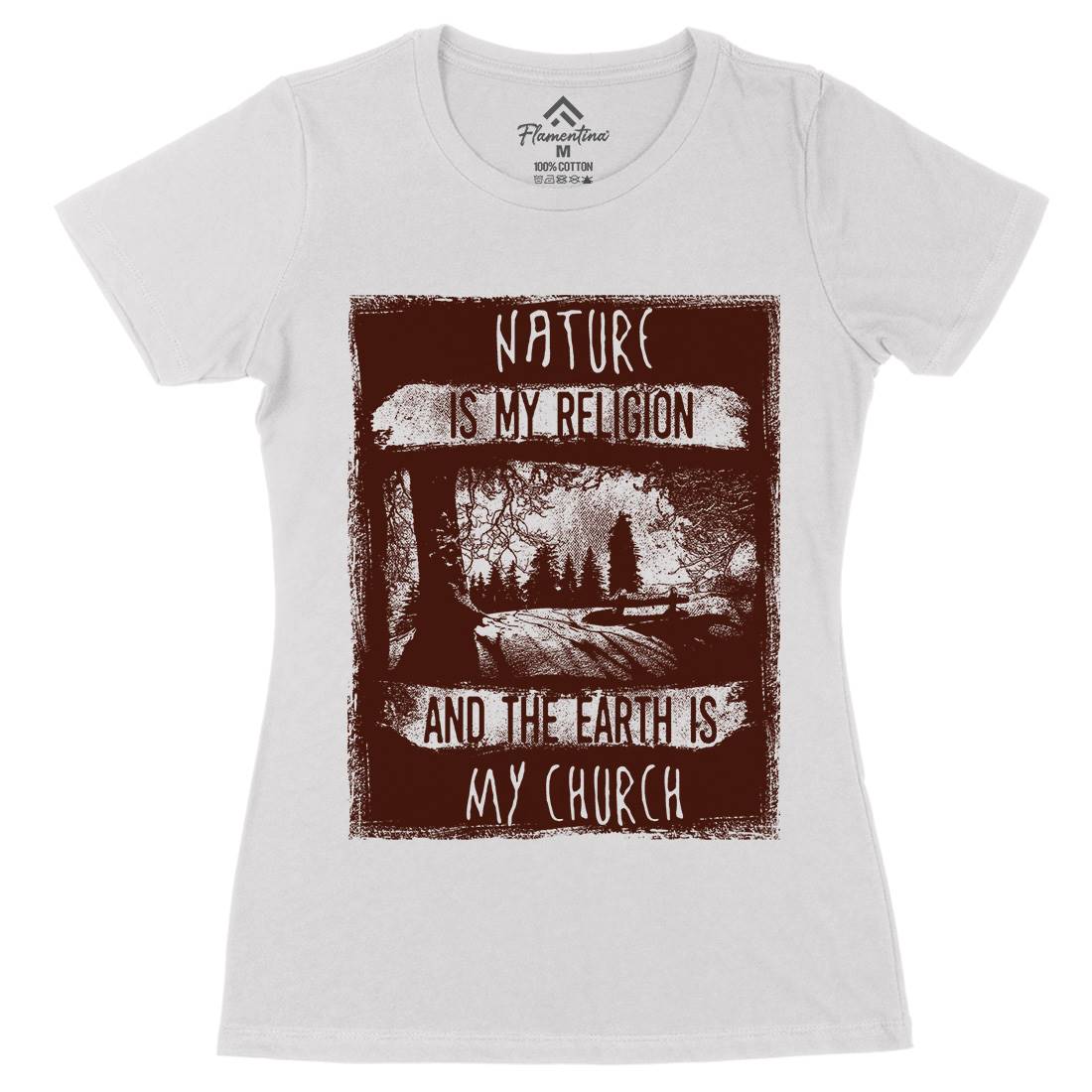 Is My Religion Womens Organic Crew Neck T-Shirt Nature C967
