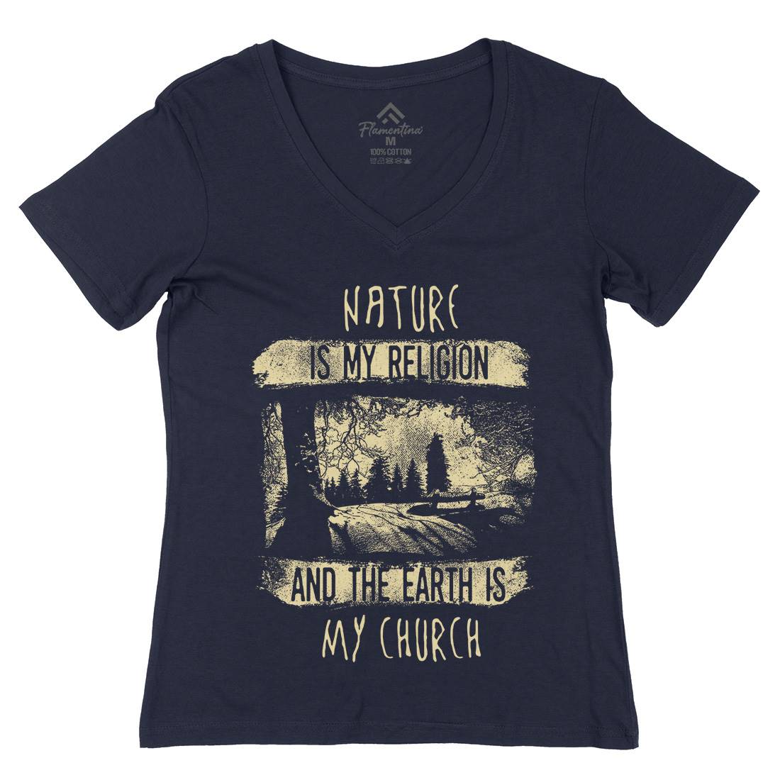 Is My Religion Womens Organic V-Neck T-Shirt Nature C967