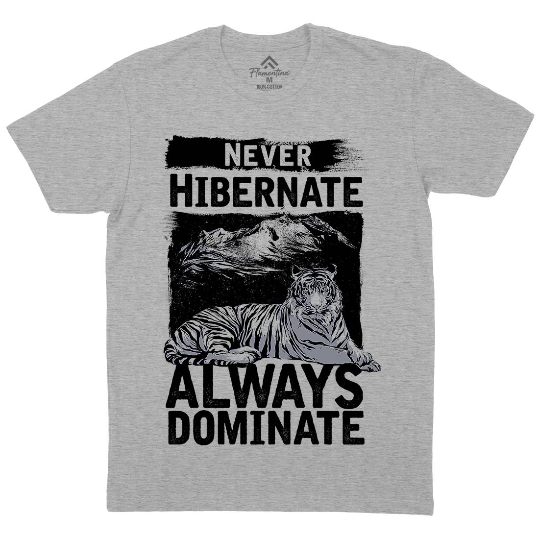 Never Hibernate Mens Organic Crew Neck T-Shirt Nature C968