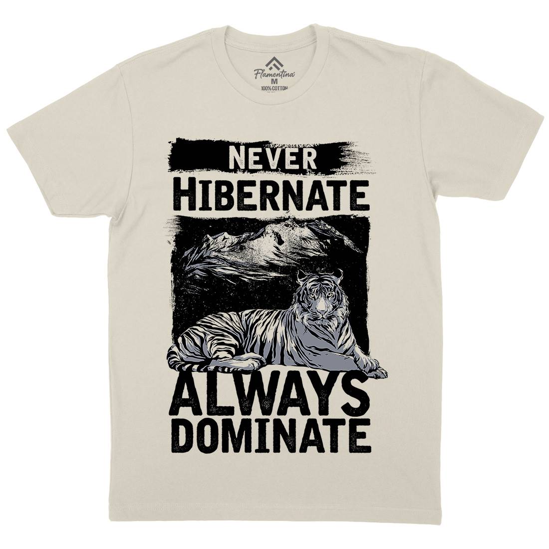Never Hibernate Mens Organic Crew Neck T-Shirt Nature C968