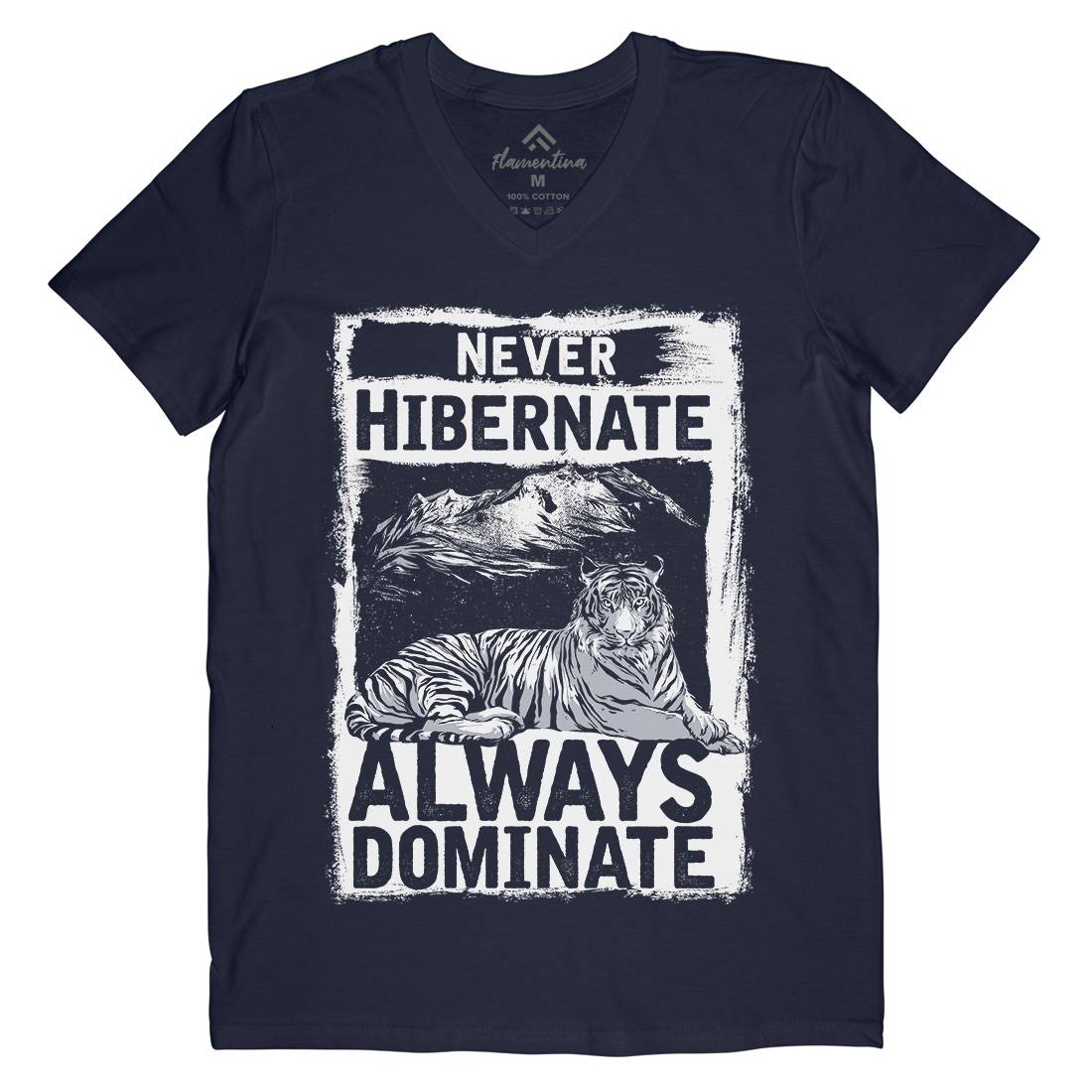 Never Hibernate Mens V-Neck T-Shirt Nature C968