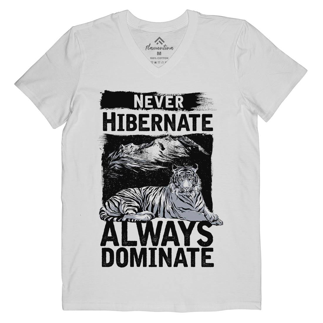 Never Hibernate Mens Organic V-Neck T-Shirt Nature C968