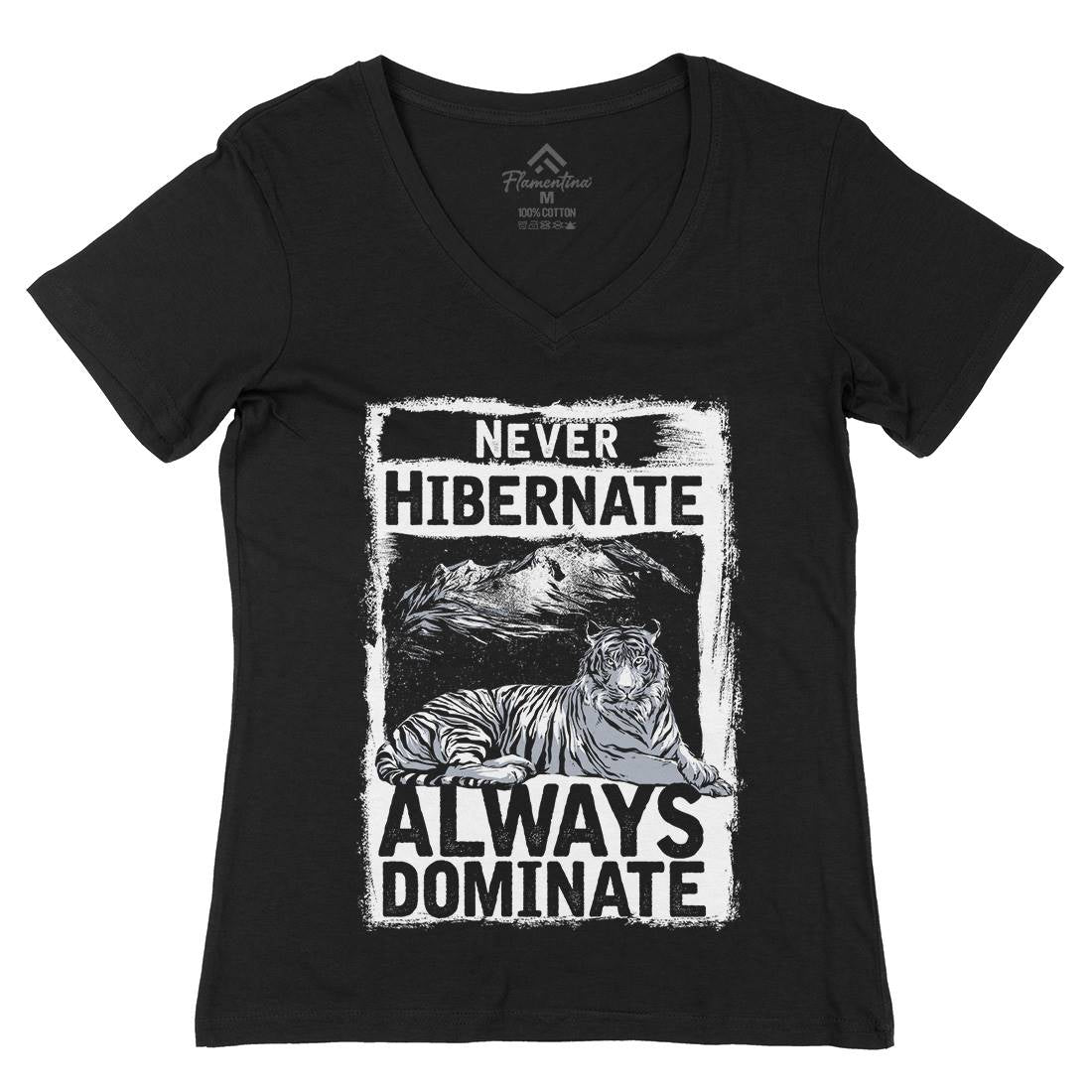 Never Hibernate Womens Organic V-Neck T-Shirt Nature C968