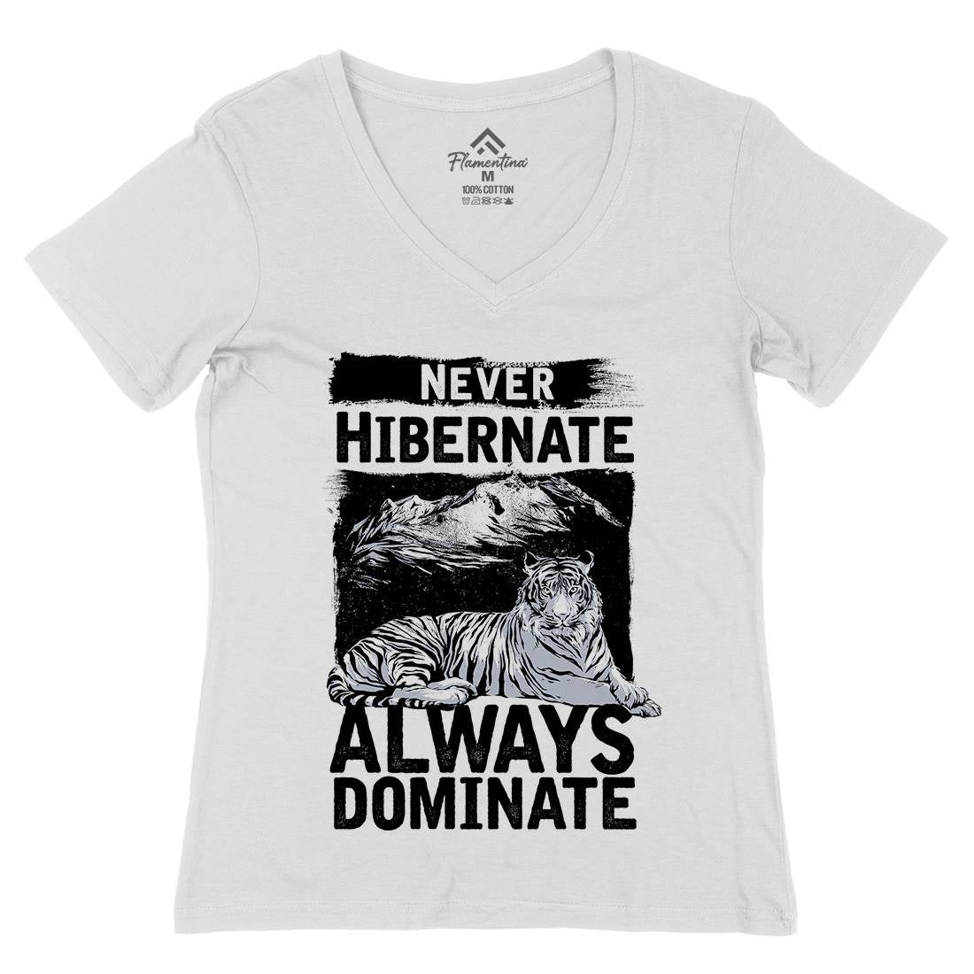 Never Hibernate Womens Organic V-Neck T-Shirt Nature C968