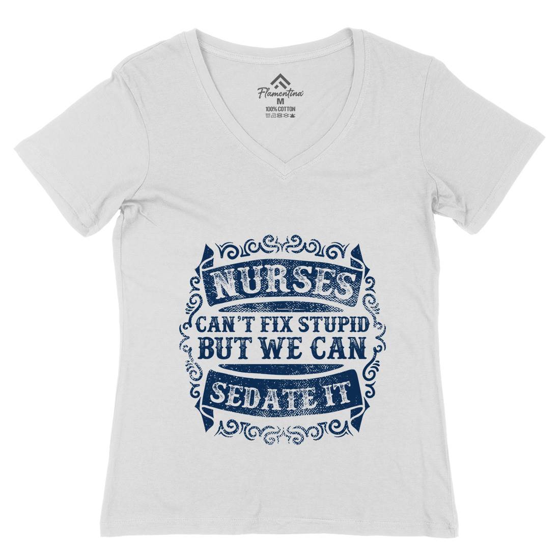 Nurses Can Sedate It Womens Organic V-Neck T-Shirt Work C970