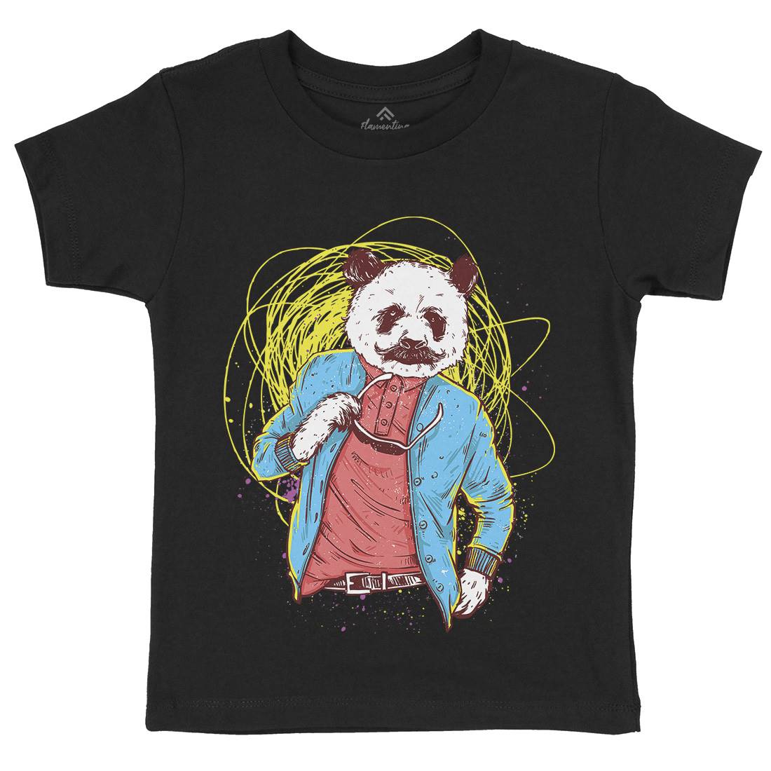 Panda Bear Kids Crew Neck T-Shirt Animals C971