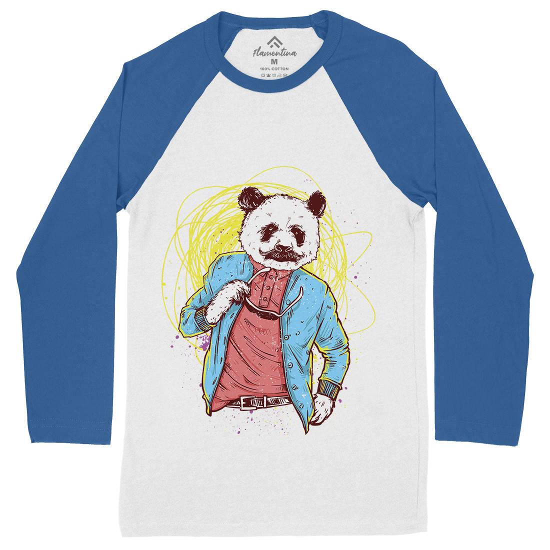 Panda Bear Mens Long Sleeve Baseball T-Shirt Animals C971