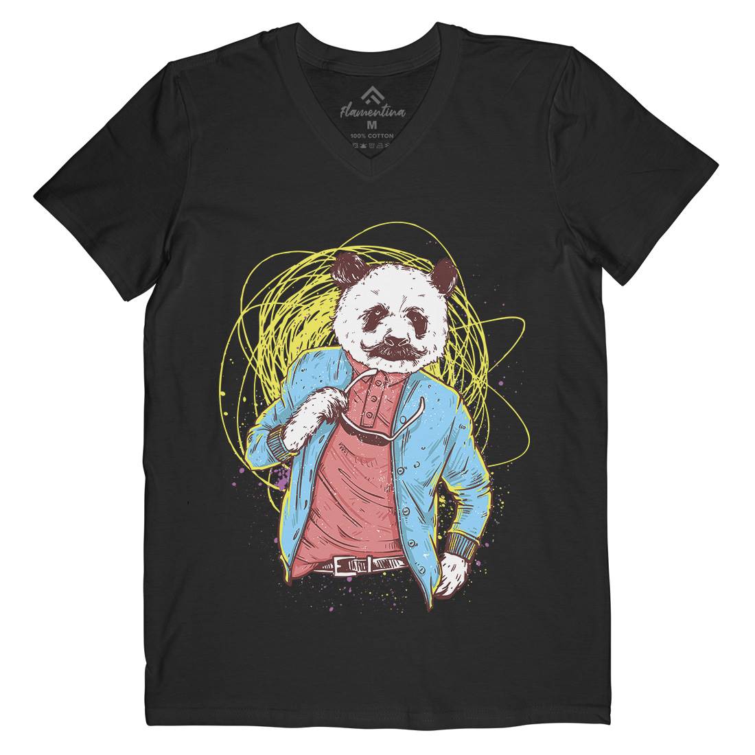 Panda Bear Mens V-Neck T-Shirt Animals C971