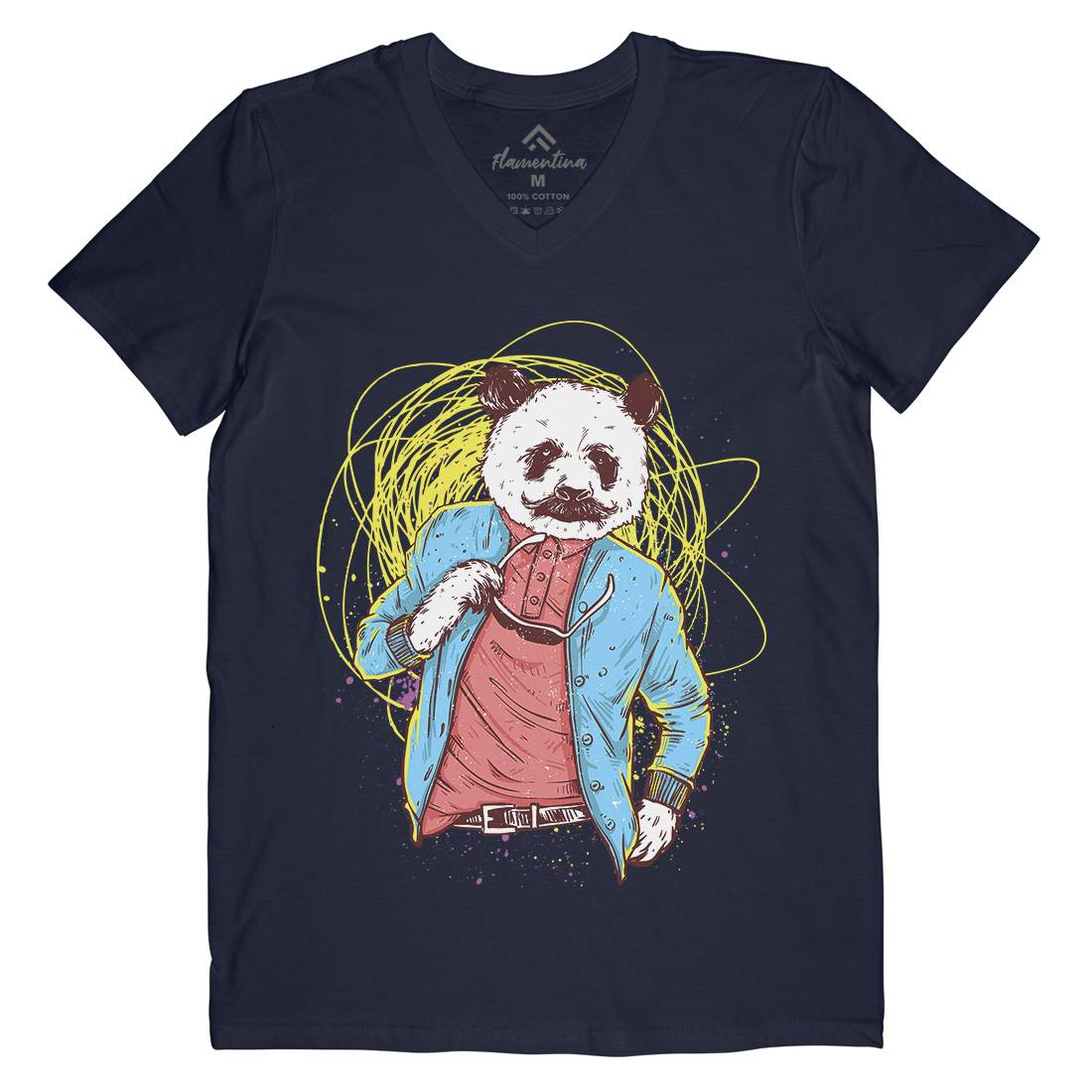Panda Bear Mens Organic V-Neck T-Shirt Animals C971