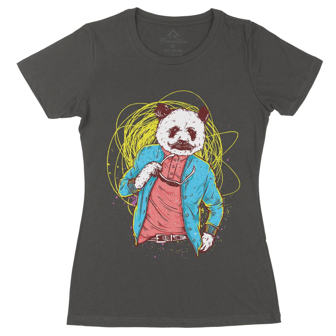 Panda Bear Womens Organic Crew Neck T-Shirt Animals C971