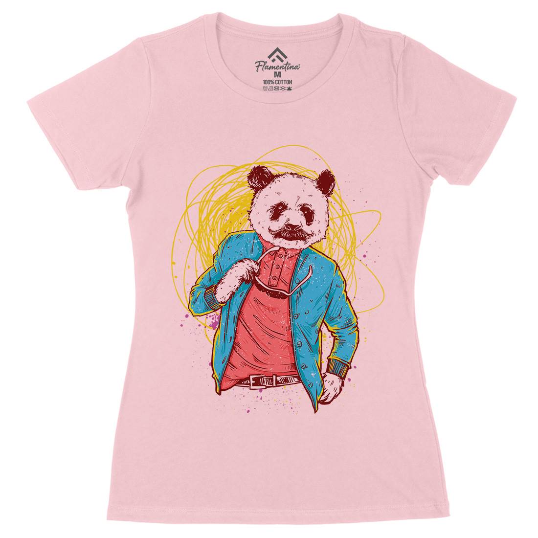 Panda Bear Womens Organic Crew Neck T-Shirt Animals C971