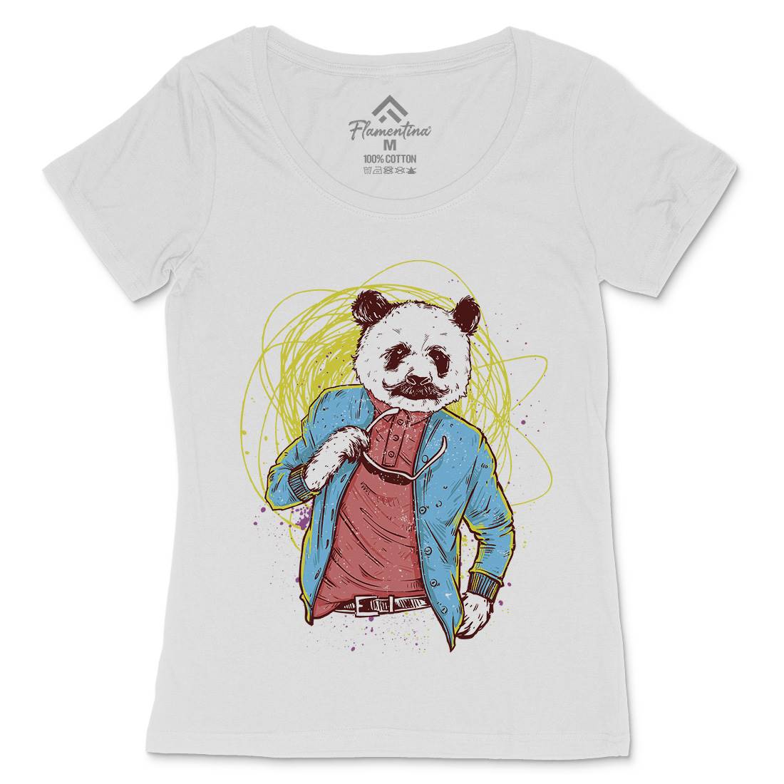 Panda Bear Womens Scoop Neck T-Shirt Animals C971