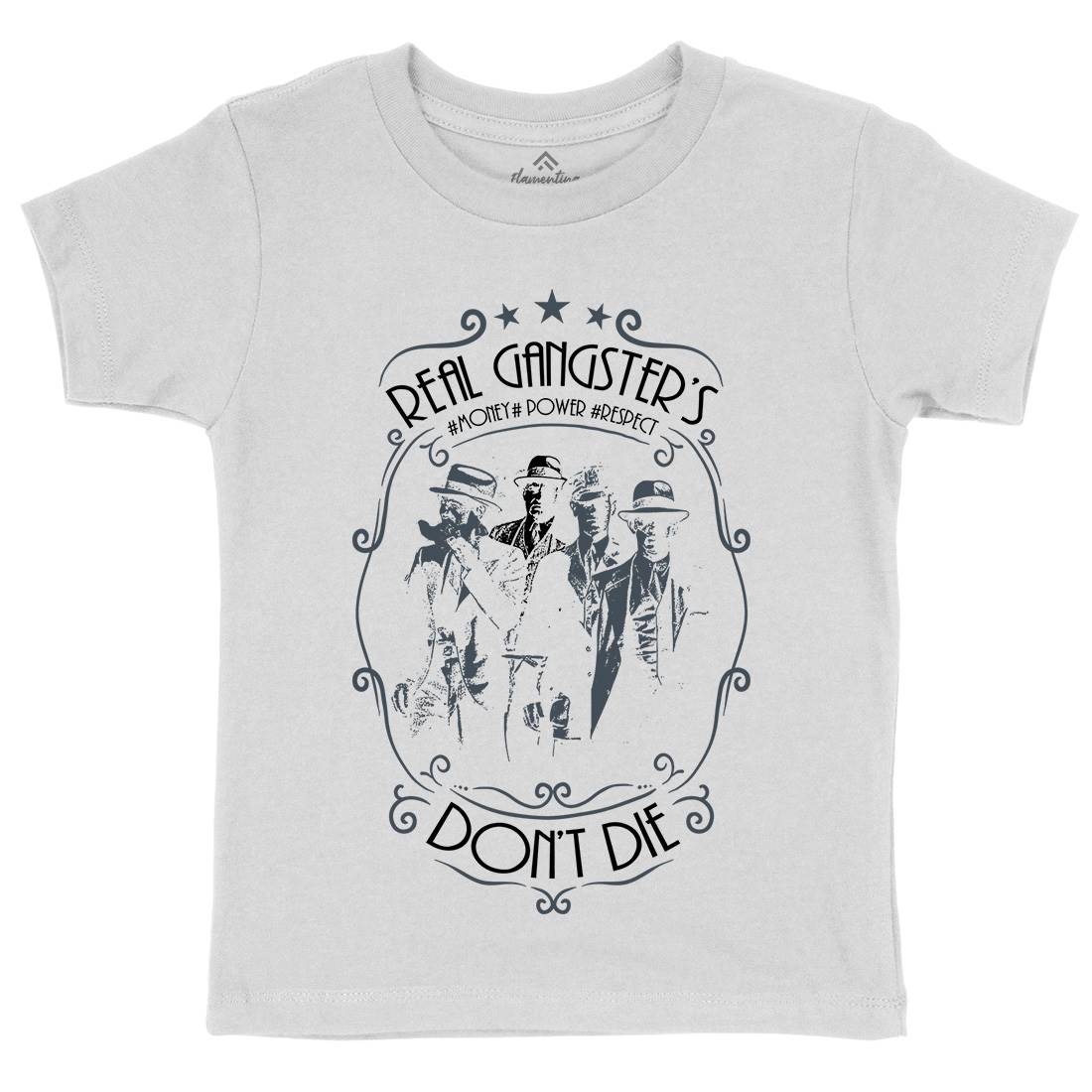 Real Gangster&#39;s Don&#39;t Die Kids Organic Crew Neck T-Shirt Retro C972