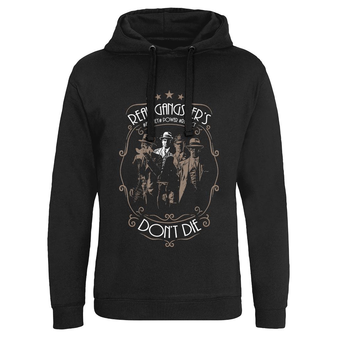 Real Gangster&#39;s Don&#39;t Die Mens Hoodie Without Pocket Retro C972