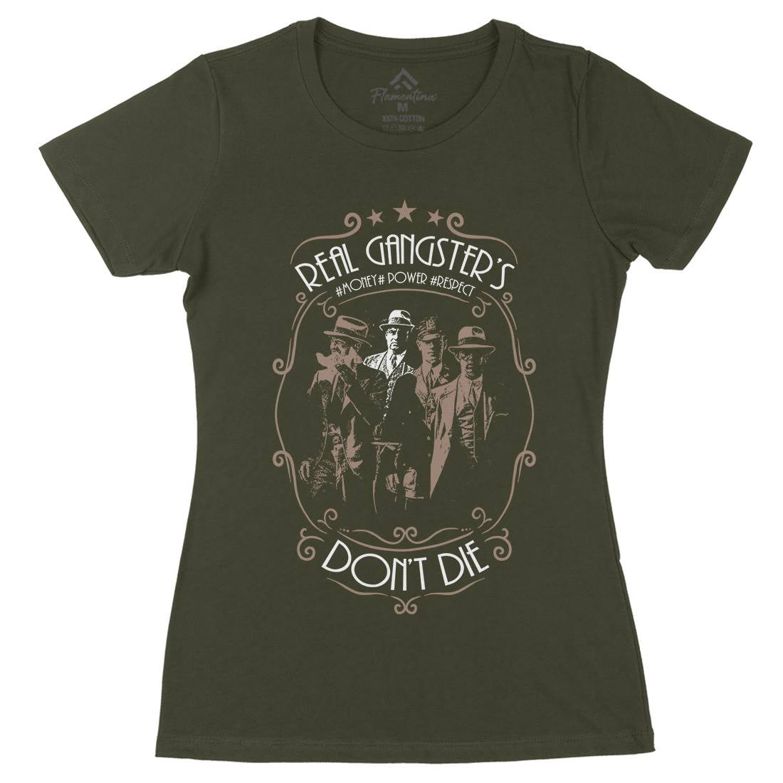 Real Gangster&#39;s Don&#39;t Die Womens Organic Crew Neck T-Shirt Retro C972