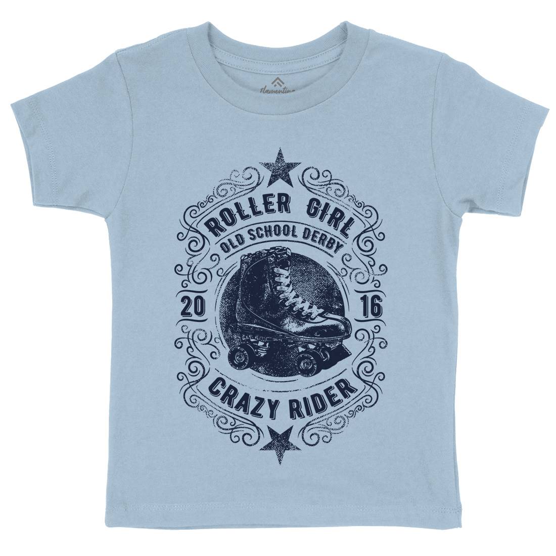 Roller Girl Kids Organic Crew Neck T-Shirt Skate C973