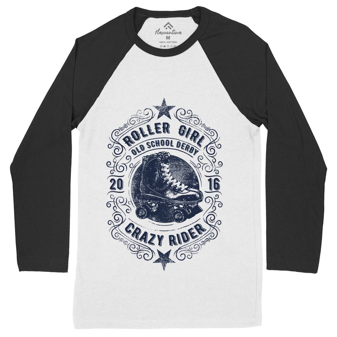 Roller Girl Mens Long Sleeve Baseball T-Shirt Skate C973