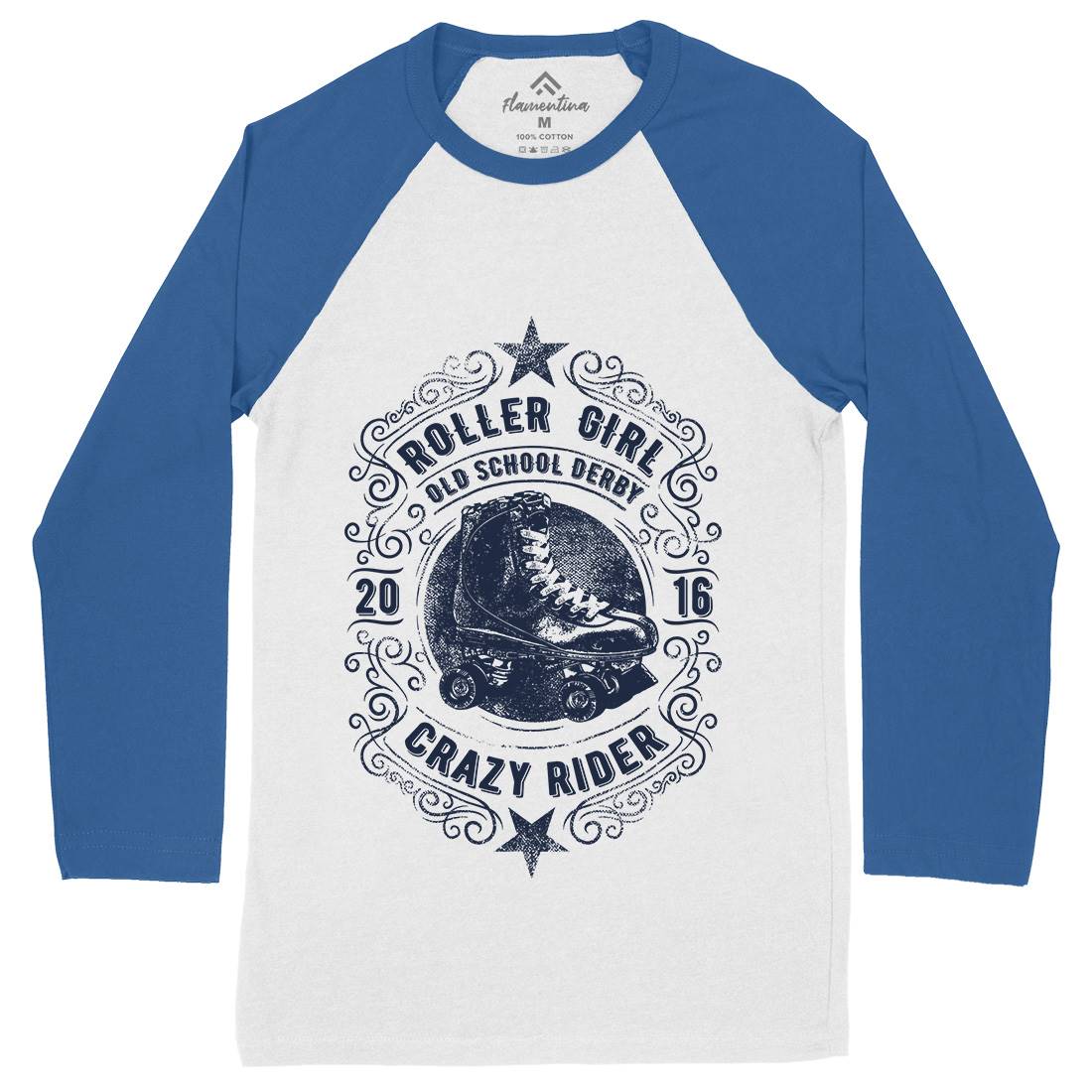 Roller Girl Mens Long Sleeve Baseball T-Shirt Skate C973