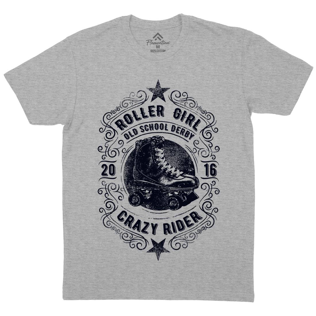 Roller Girl Mens Organic Crew Neck T-Shirt Skate C973