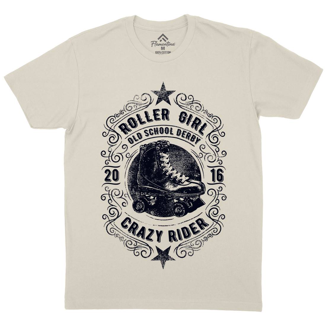 Roller Girl Mens Organic Crew Neck T-Shirt Skate C973