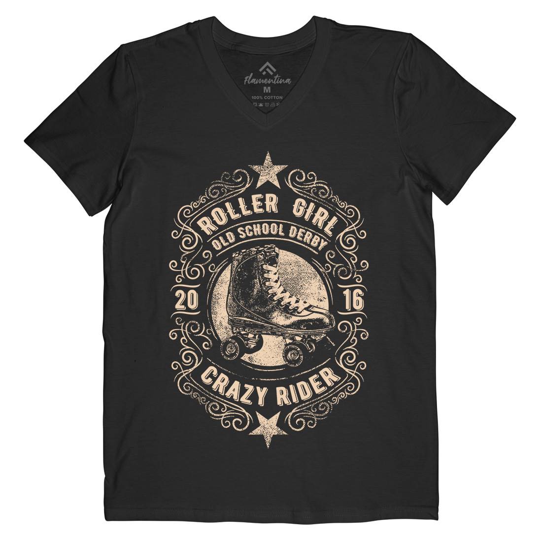 Roller Girl Mens Organic V-Neck T-Shirt Skate C973