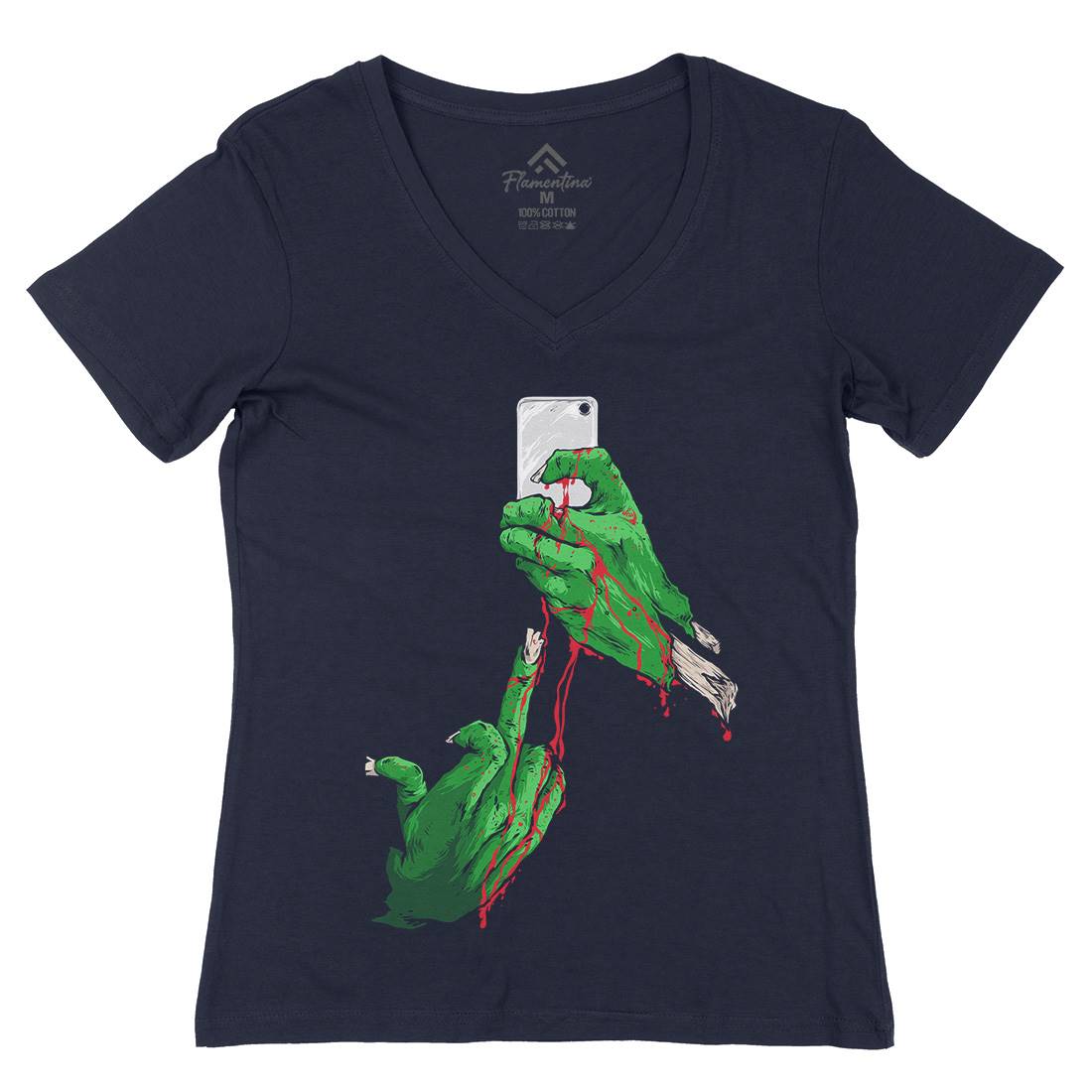 Selfie Womens Organic V-Neck T-Shirt Geek C974