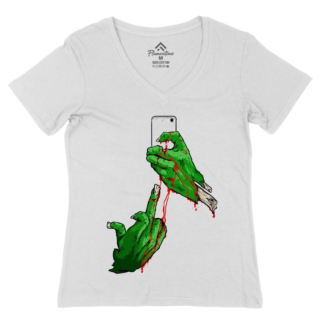 Selfie Womens Organic V-Neck T-Shirt Geek C974