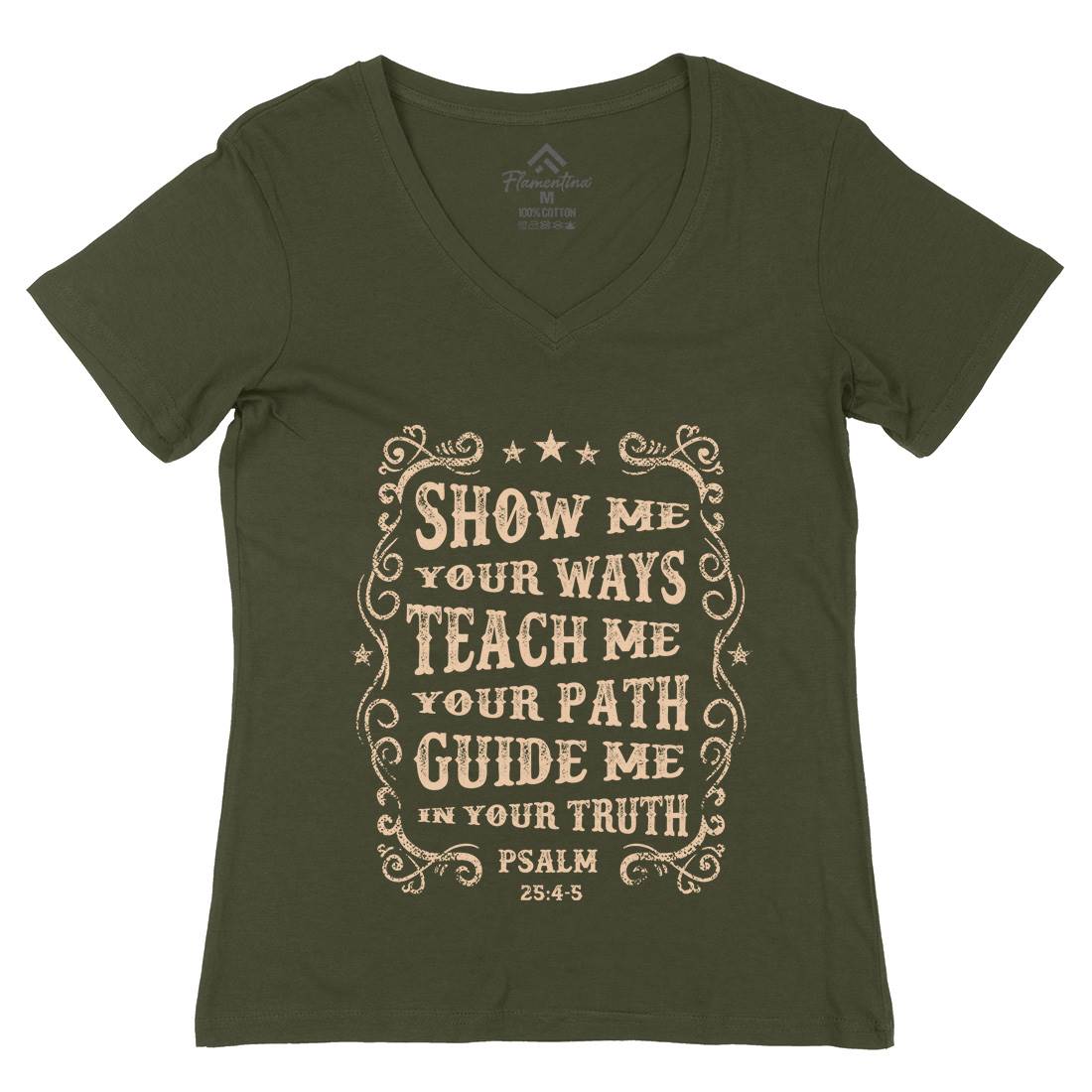 Show Me Teach Me Guide Me Womens Organic V-Neck T-Shirt Religion C976