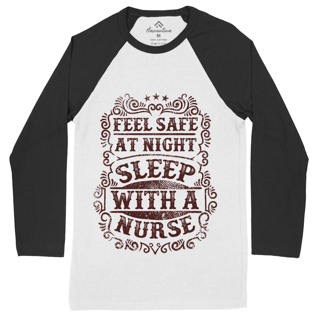 Sleep With Nurse Mens Long Sleeve Baseball T-Shirt Work C977