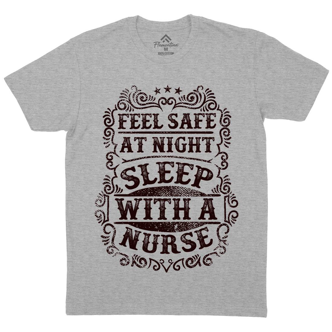 Sleep With Nurse Mens Organic Crew Neck T-Shirt Work C977