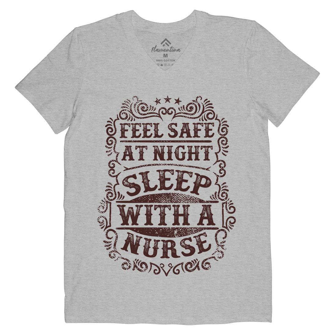 Sleep With Nurse Mens V-Neck T-Shirt Work C977
