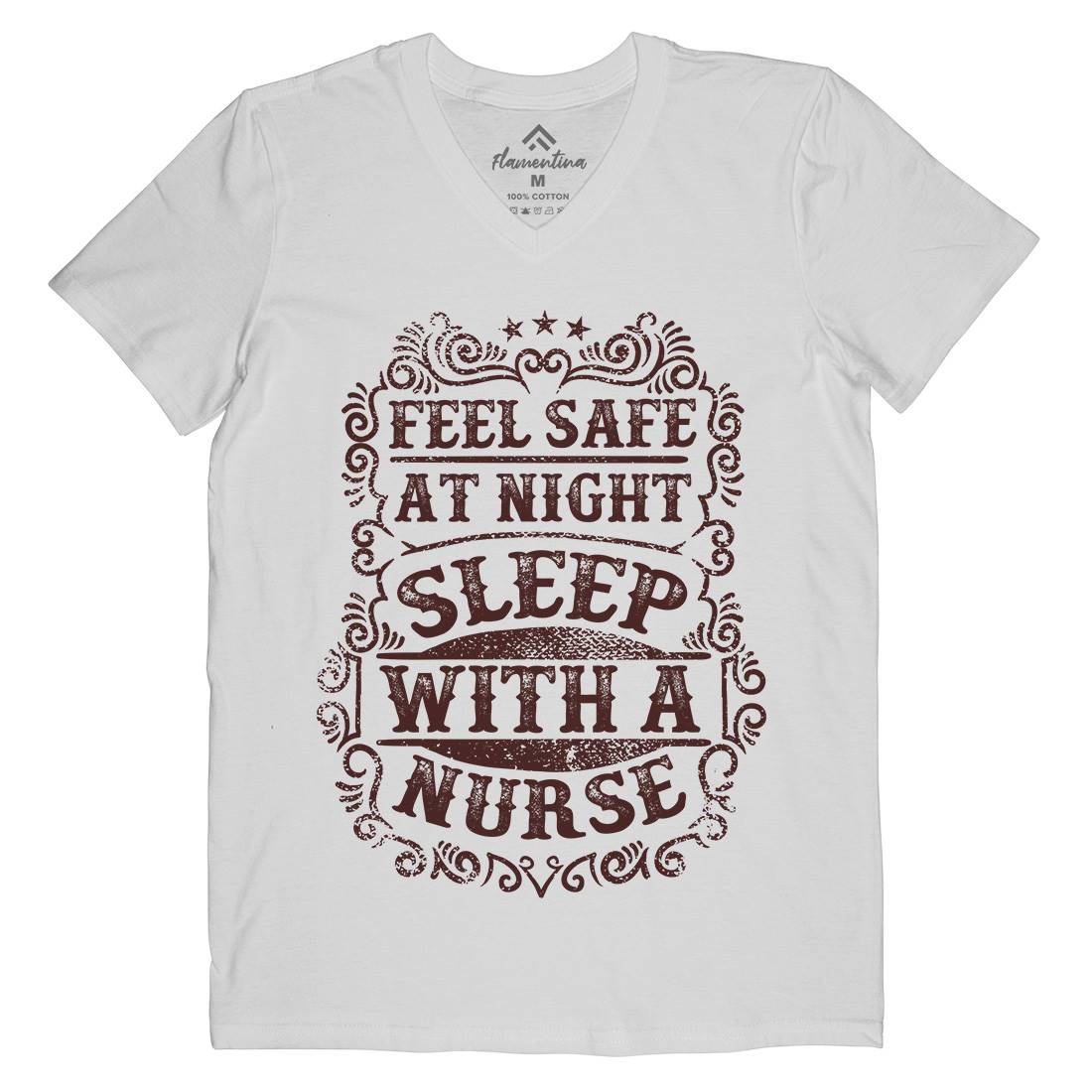Sleep With Nurse Mens Organic V-Neck T-Shirt Work C977