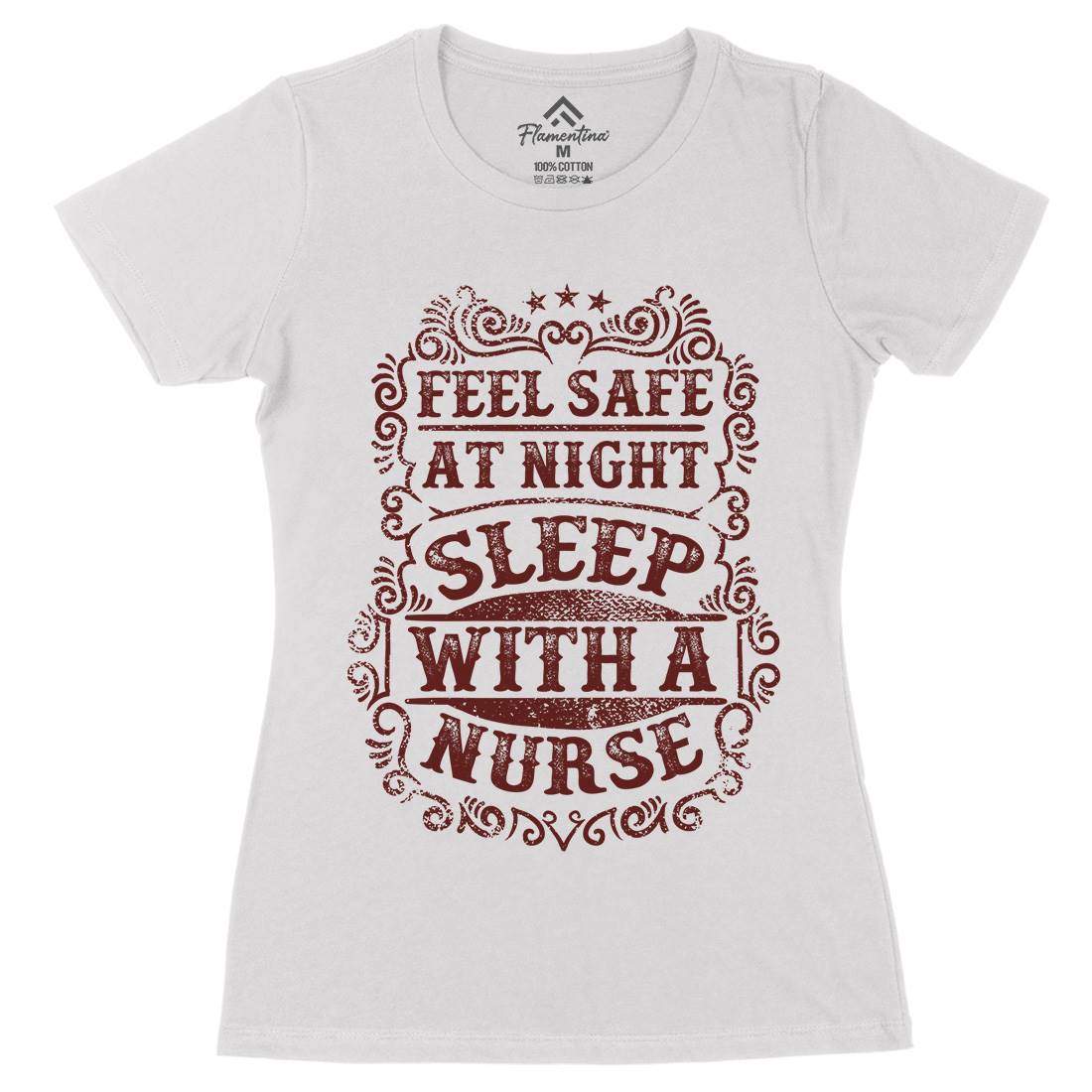 Sleep With Nurse Womens Organic Crew Neck T-Shirt Work C977