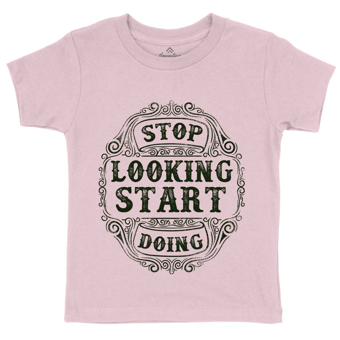 Stop Looking Start Doing Kids Organic Crew Neck T-Shirt Quotes C979