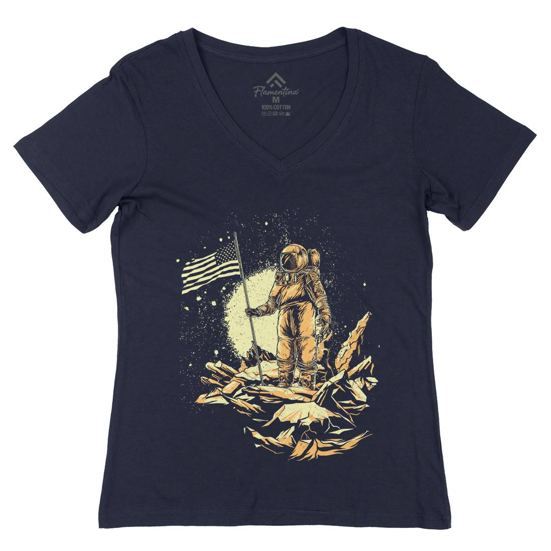 The American Astronaut Womens Organic V-Neck T-Shirt Space C983