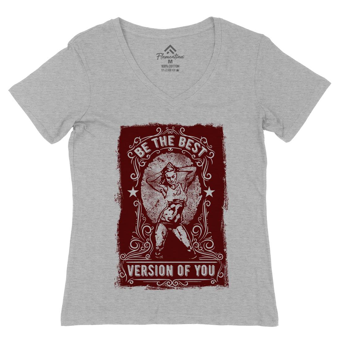The Best Version Of You Womens Organic V-Neck T-Shirt Gym C984