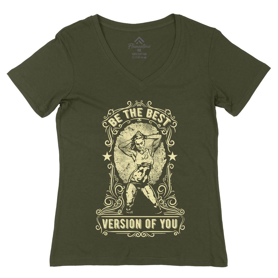 The Best Version Of You Womens Organic V-Neck T-Shirt Gym C984