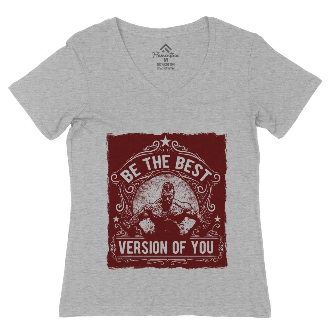 The Best Version Of You Womens Organic V-Neck T-Shirt Gym C985