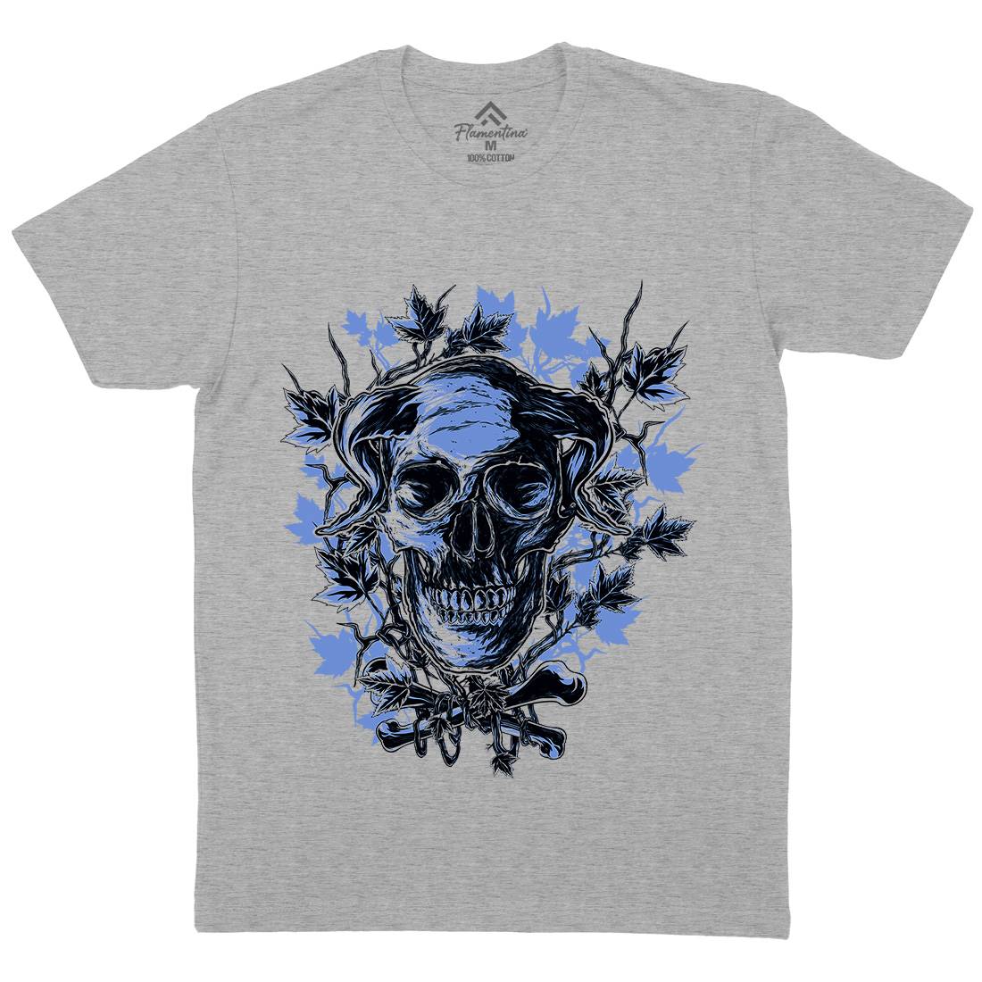 The Horned One Mens Organic Crew Neck T-Shirt Horror C986