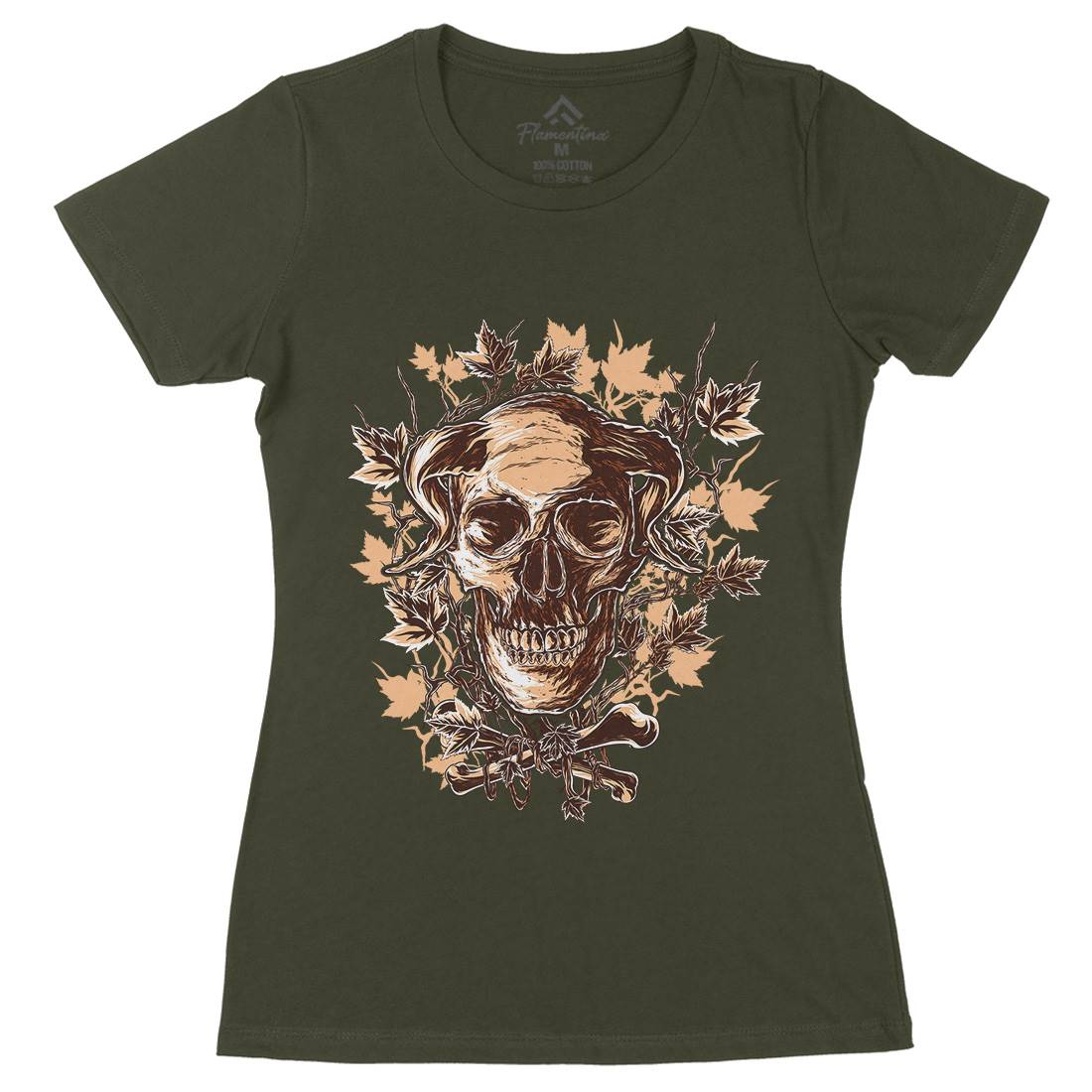 The Horned One Womens Organic Crew Neck T-Shirt Horror C986