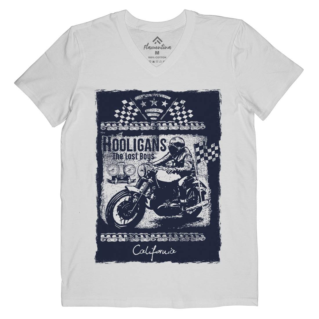 Lost Boys Mens Organic V-Neck T-Shirt Motorcycles C987