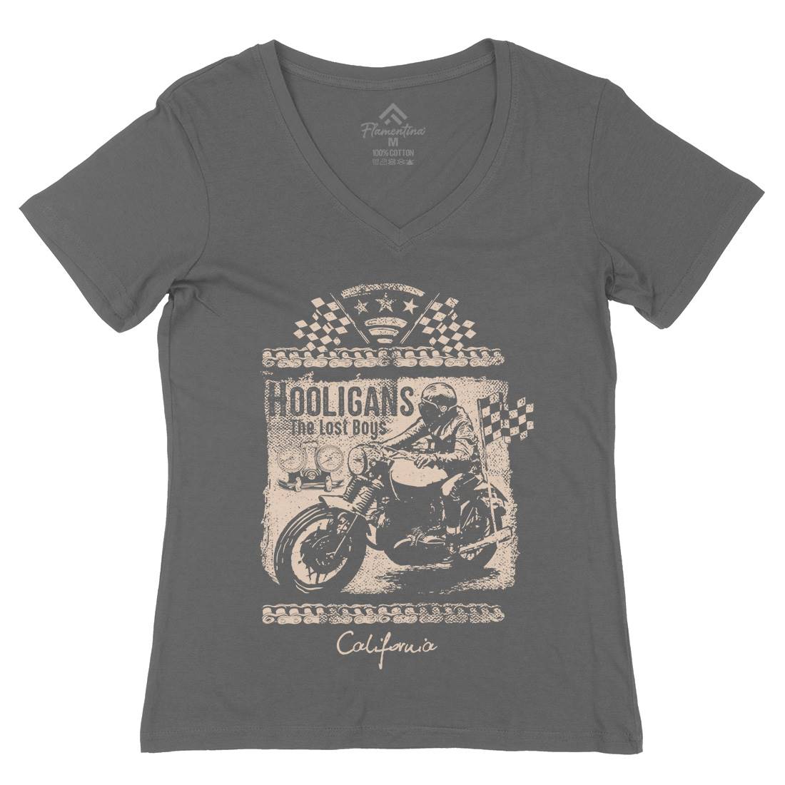 Lost Boys Womens Organic V-Neck T-Shirt Motorcycles C987