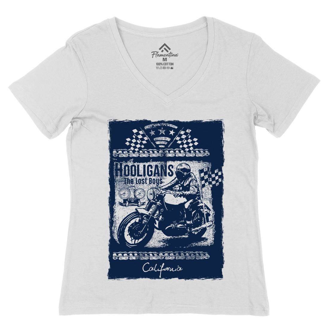 Lost Boys Womens Organic V-Neck T-Shirt Motorcycles C987