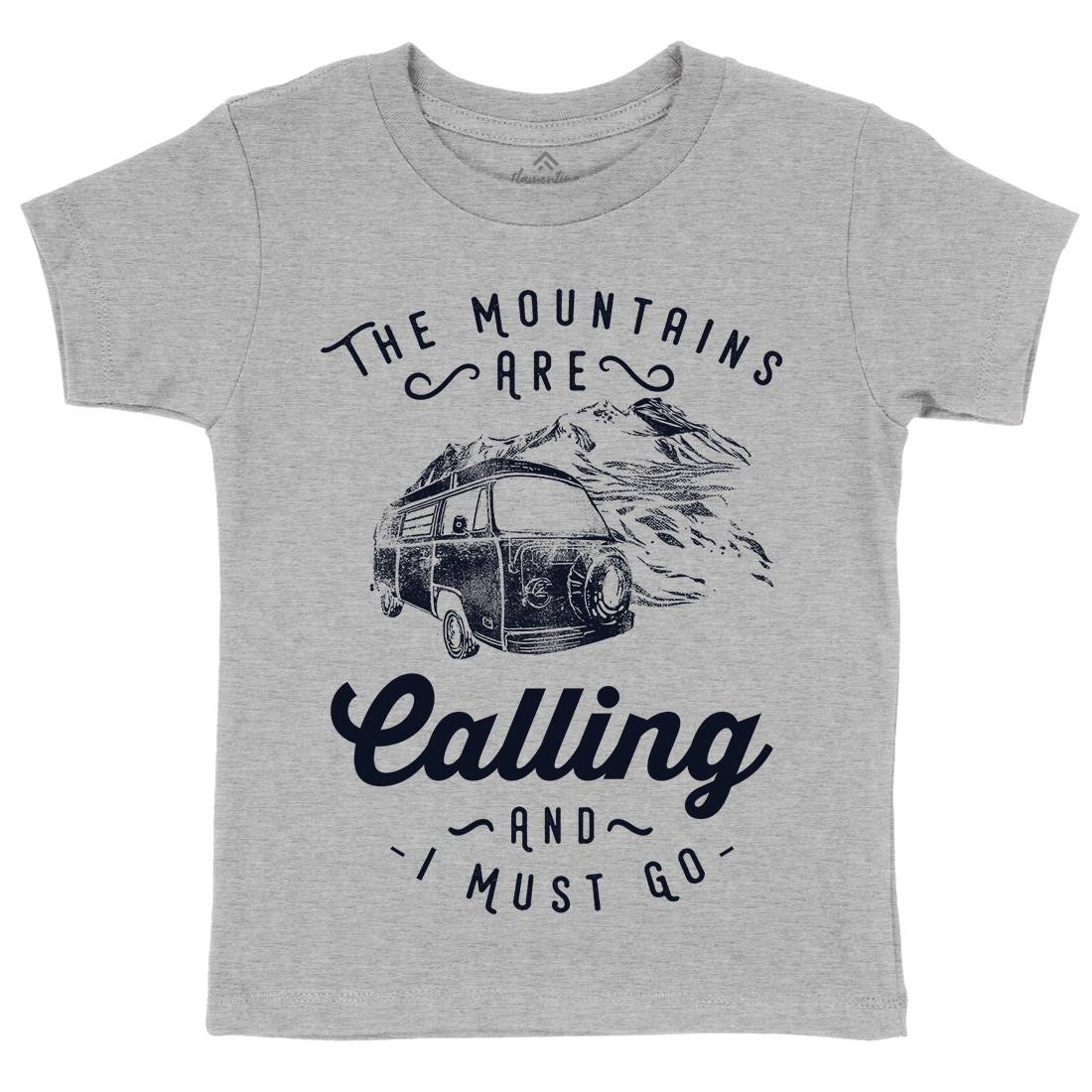 The Mountains Are Calling Kids Crew Neck T-Shirt Nature C988