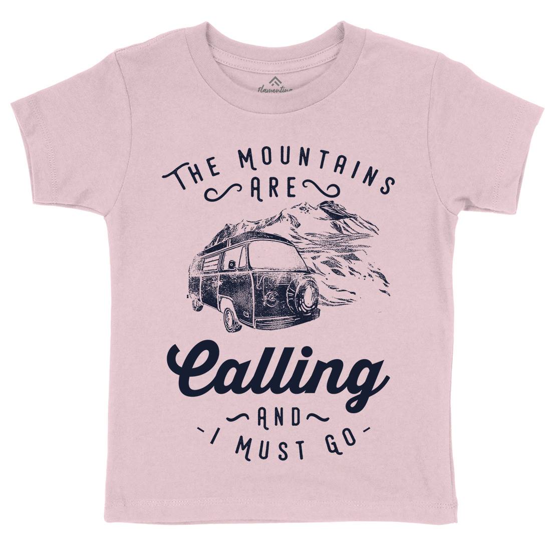 The Mountains Are Calling Kids Organic Crew Neck T-Shirt Nature C988