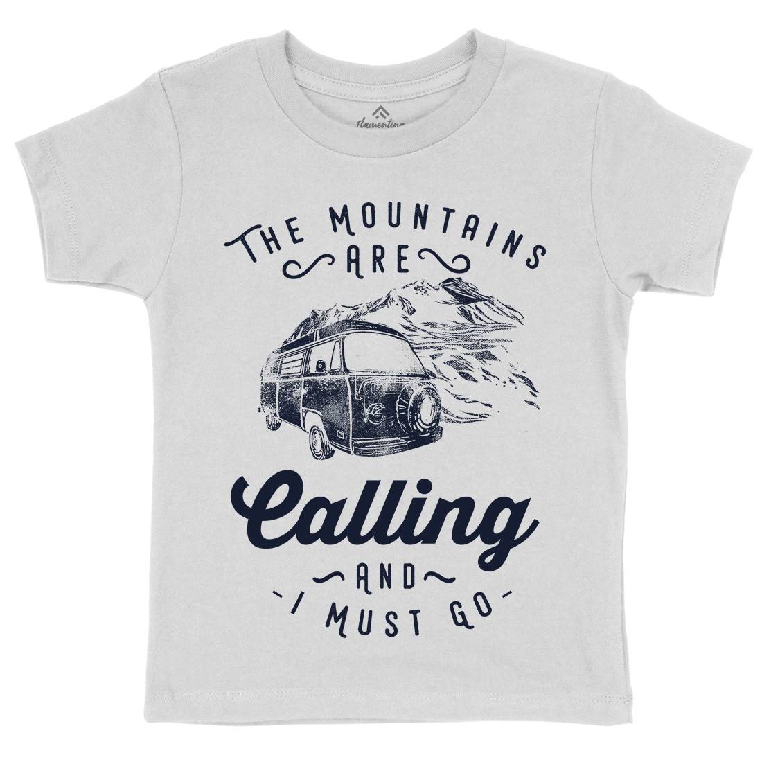 The Mountains Are Calling Kids Crew Neck T-Shirt Nature C988