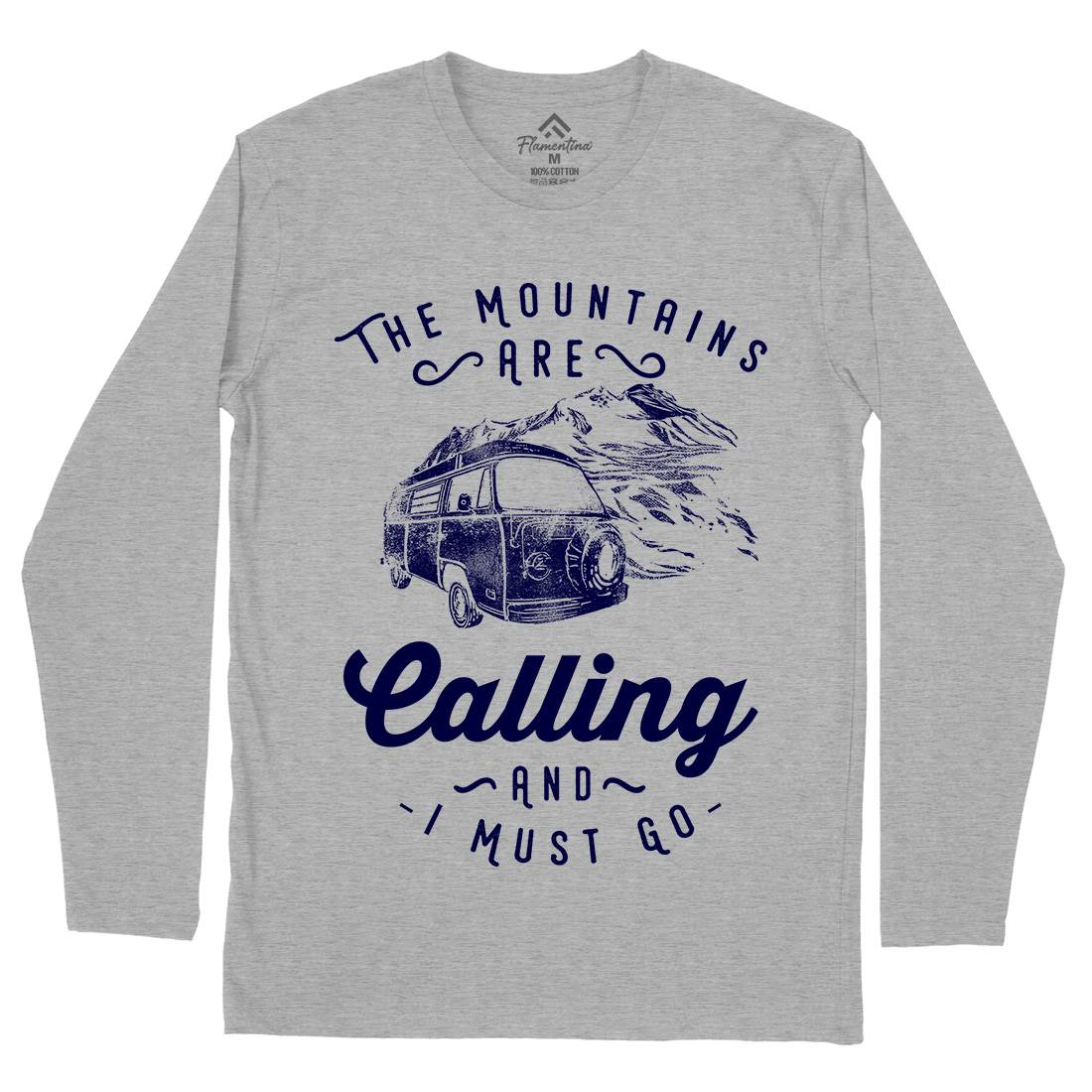 The Mountains Are Calling Mens Long Sleeve T-Shirt Nature C988