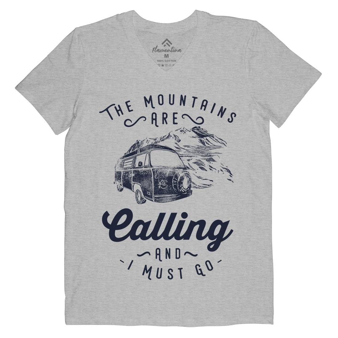 The Mountains Are Calling Mens V-Neck T-Shirt Nature C988