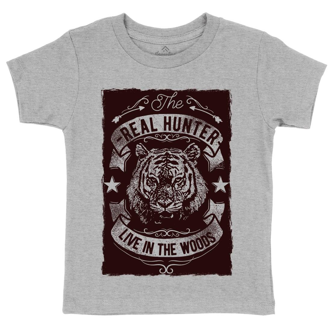 The Real Hunter Live In The Woods Kids Organic Crew Neck T-Shirt Nature C989